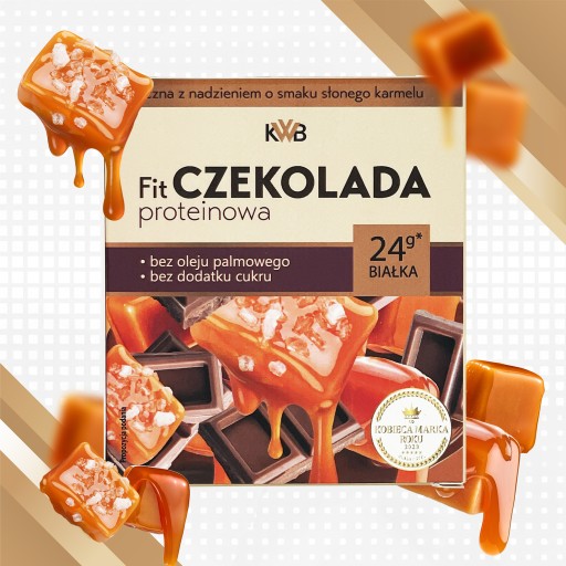 FIT Proteínová čokoláda 80g KWB mlieko s príchuťou slaného karamelu