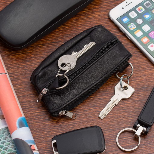 Puzdro CASE KEYS, veľké, obojstranné kožené, 3 priehradky, taštička na kľúče