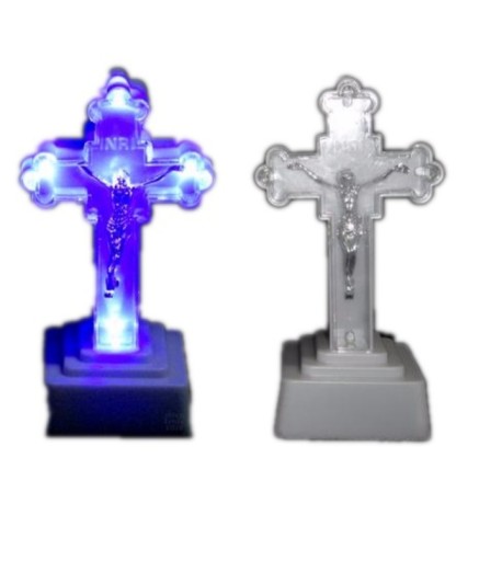 Veľký LED kríž, 17 cm, na osvetlenie sviečky + batérie