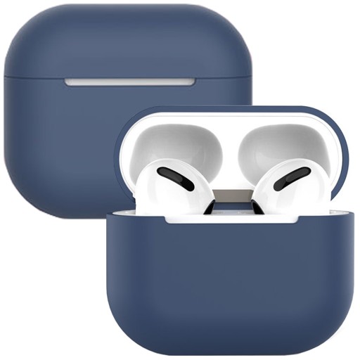 POUZDRO NA AIRPODS 3 SILIKÓNOVÝ MÄKKÝ KRYT SLÚCHADIEL TMAVOMODRÝ