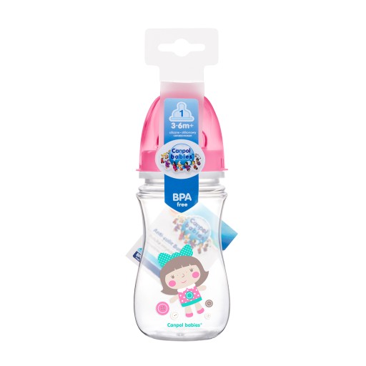 CANPOL ŠIROKÁ ANTIKOLICKÁ FĽAŠA 240ml HRAČKY +3m