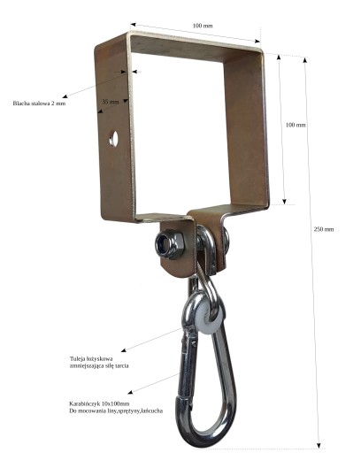 Upevňovacia svorka na hojdačku hojdací hák štvorcový 100x100 mm pozinkovaný