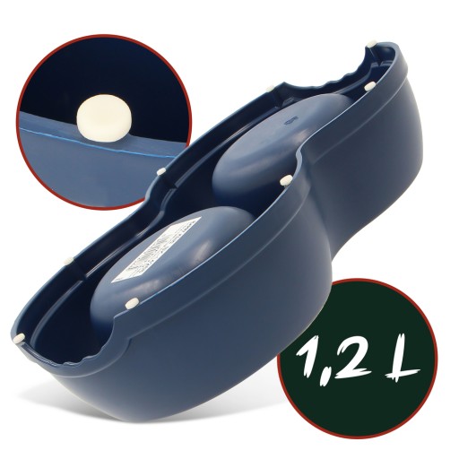 Dvojitá plastová miska pre psov a mačky L, 1,2L, tmavomodrá, 35x20cm,