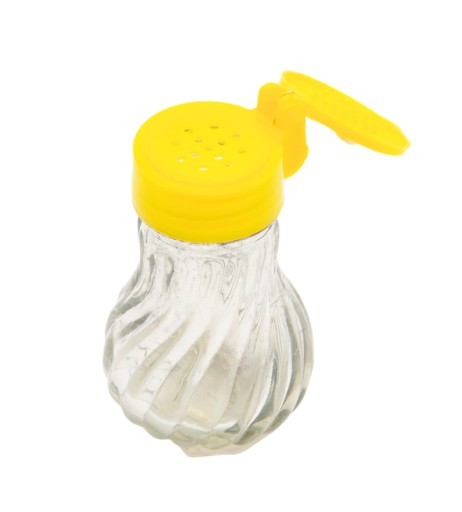 SOĽNIČKA, SKLO A PLAST, ZDOBENÁ ŽLTÁ