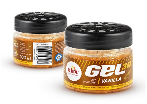 Silný osviežovač vzduchu s vôňou VANILKA ELIX GEL3D do auta, 100 ml