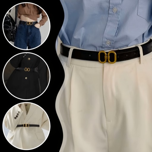 Dámsky kožený opasok, prírodná koža, zlatá pracka, nastaviteľný, elegantný