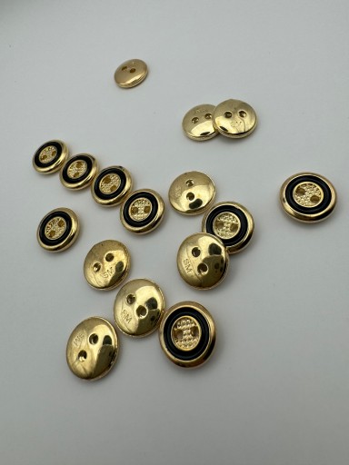 Plastový gombík, zlato čierny, 12 mm, 2 KS