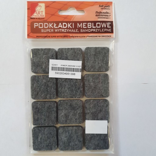PODLOŽKA PLSTENÁ Štvorcová 28/28MM 12 KS SIVÁ HRUBÁ 6-7MM