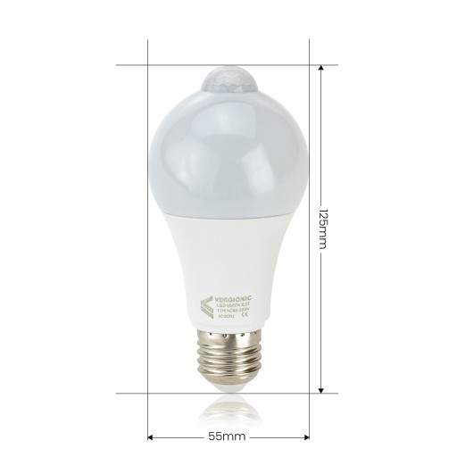 E27 LED ŽIAROVKA so súmrakovým pohybovým senzorom 12W neutrálna 230V VÝKONNÁ