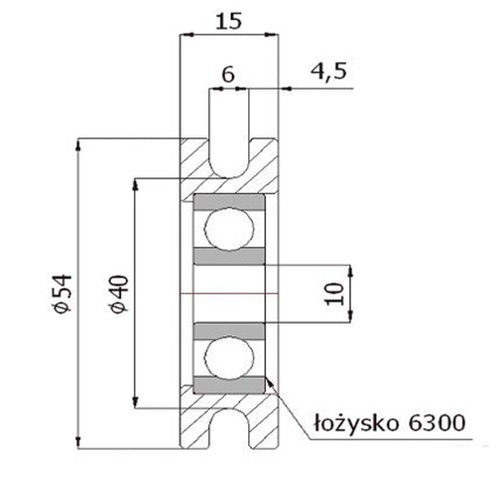 Priemer valčeka 54mm pre KÁBLE, kovové LANO s ložiskami