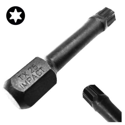 NÁRAZOVÝ BIT TX25 30mm STAR TORX TORX NÁRAZOVÝ COBIT 1ks