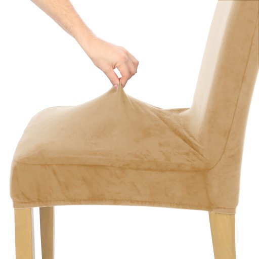 POTAH NA okrúhlu stoličku, BÉŽOVÝ ELASTICKÝ VELÚR