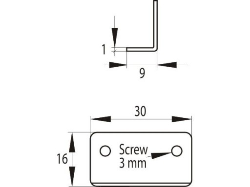 Uholník pre SISO zámok, uhlový zámok 30x15 mm