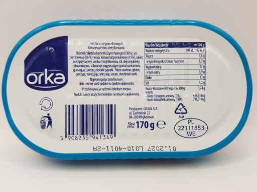 Orka Sleď v paradajkovej omáčke 170g
