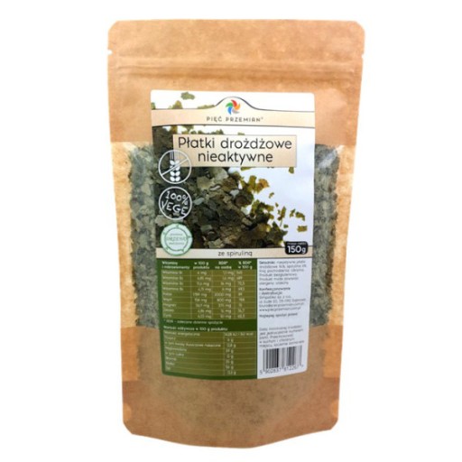 Neaktívne kvasnicové vločky so spirulinou, bezlepkové, 150g