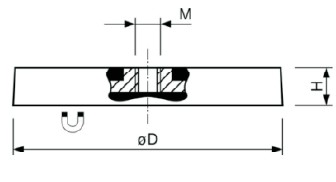 Neodymový magnetický držiak D34L-1, gumený, ŽLTÉ