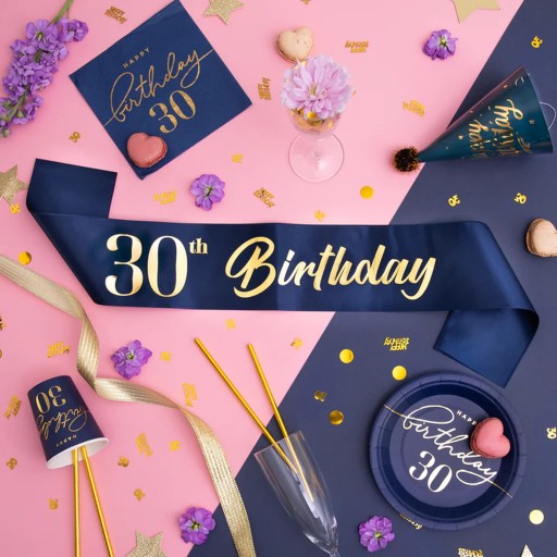 30th Birthday Sash Tridsiate narodeniny 30th Birthday tmavomodré zlato