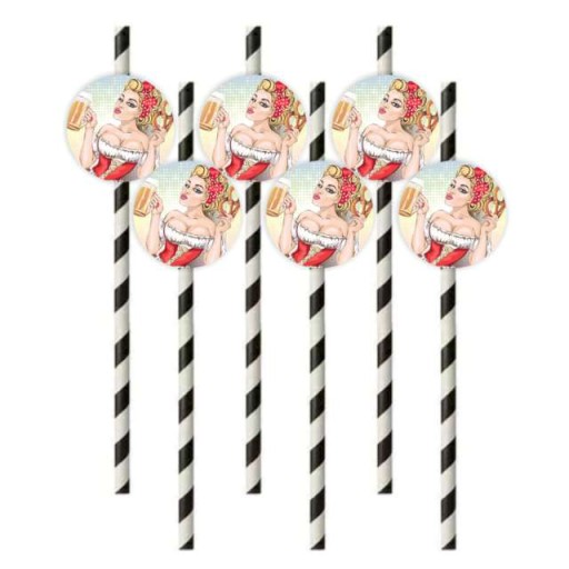 pruhovaný papier Slamky OKTOBERFEST bavorský x6