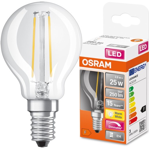 E14 LED žiarovka 2,8W = 25W 2700K STMIETNUTÁ OSRAM