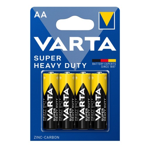 Výkonné zinkovo-uhlíkové batérie VARTA Super Heavy Duty LR06 AA 1,5V 4ks