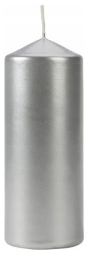 STRIEBORNÁ METALIKA Valčeková sviečka bez vône PARAFÍNOVÁ SVIEČKA 12CM 38H 260G