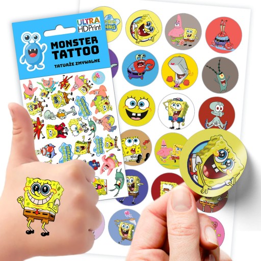 MEGA SADA NÁLEPOK SPONGEBOB Štvorcového tetovania