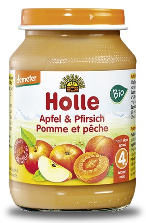 HOLLE BIO Jemný dezert z jablka a broskyne