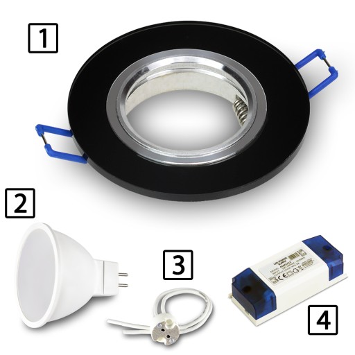 BLACK ROUND GLASS halogénové svietidlo pre LED