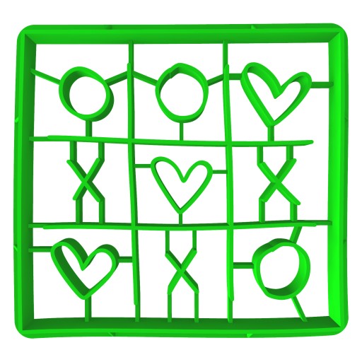 PREMIUM Formička na perníčky VALENTÍNSKE srdiečko Tic Tac Toe 8cm