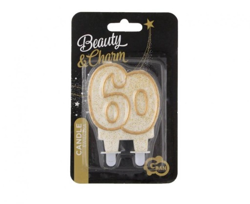 B&C sviečka, číslo 60, zlatý obrys