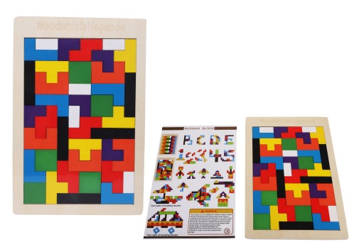Tetris bloky Montessori drevené puzzle 3D puzzle