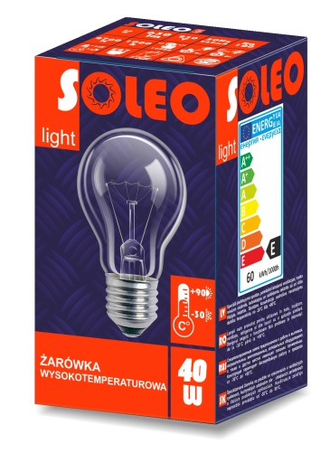 VYSOKOTEPLOTNÁ tradičná žiarovka SOLEO 40W A55 E27 230V 420lm 2700K