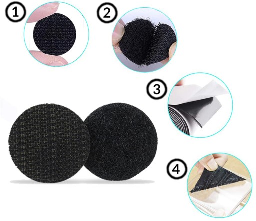 Samolepiace krúžky na suchý zips 10 mm 126 párov BIELY