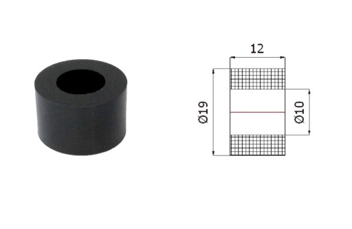 Rovný plastový valček bez ložísk, priemer 19 mm, priemer 10