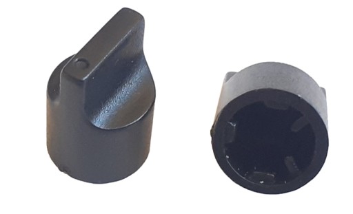 Gombík pre zosilňovač 10mm, čierny plast, skosený, MAT BLACK 6mm