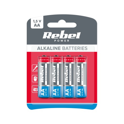 Alkalické batérie AA LR06 R6 LR6 4 kusy 1,5V Rebel sticks