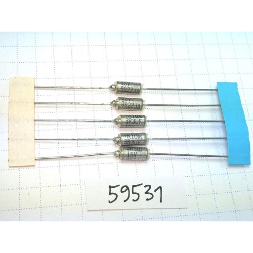 Tantal 3.3uF 15V 4x8 20% KEMET T110 axiálny x5