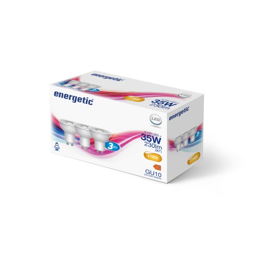 3x GU10 NORDLUX LED žiarovka 3,1W = 35W teplá farba 2700K; 230 lumenov 36°