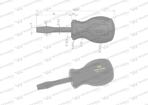Plochý skrutkovač 6,5 mm x 45 mm SVCM. Waryński