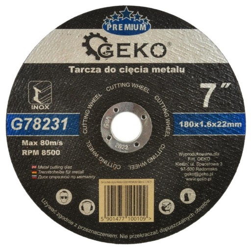 GEKO G78231 rezací kotúč na kov 180x1,6