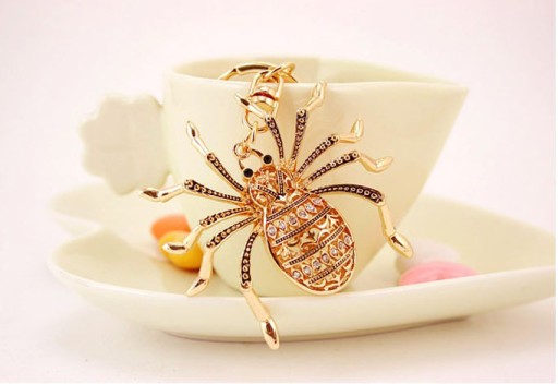 KEYRING Kľúčenka Spider, zlatá, zirkóny