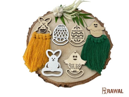 Drevené kraslice, VIANOCE, 6 cm, SET 7 kusov, preglejka