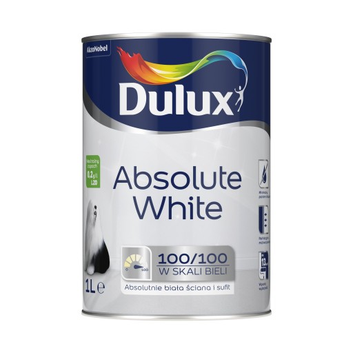 Dulux Absolútna biela farba na steny a stropy 1L