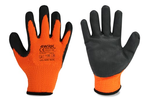 HRUBÉ ZIMNÉ PRACOVNÉ RUKAVICE S LATEXOVÝM POVLAKOM XL-10 12 PÁROV