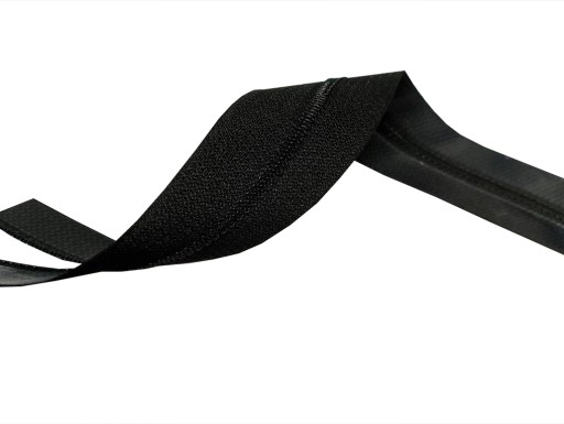 Páska na zips, čierny zips, 3mm, s 2mb lepidlom