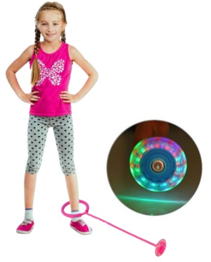 Svietiace švihadlo na nohy s krúžkom HULA HOP hula hoop skipper RÔZNE FARBY