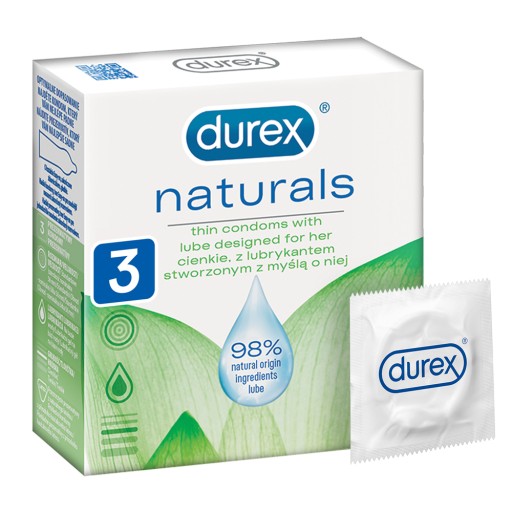 DUREX Naturals s prírodným lubrikantom 3 kusy
