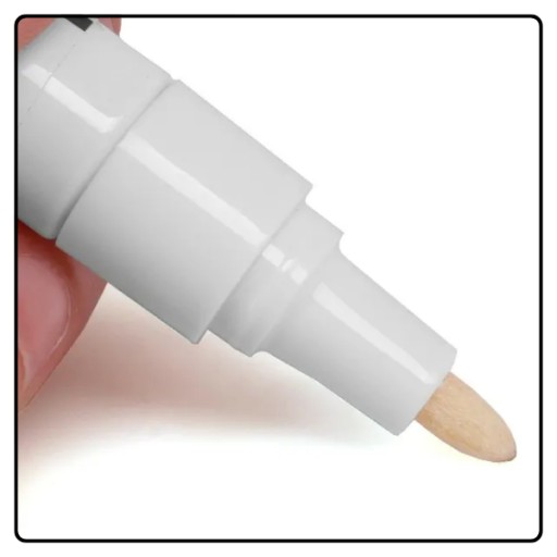 PERMANENTNÉ okrúhle vodotesné značkovacie pero, BIELY, PRE PNEUMATÍKY OCEĽOVÉHO OKNA