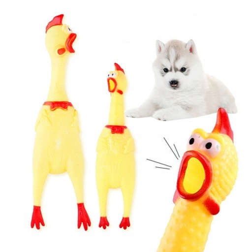 Gumová hračka CHICKEN pre vášho miláčika, škrípanie, 16 cm.
