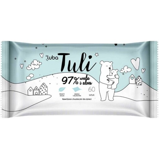 LUBA Tuli Vlhčené obrúsky pre deti, voda a aloe, 60 kusov
